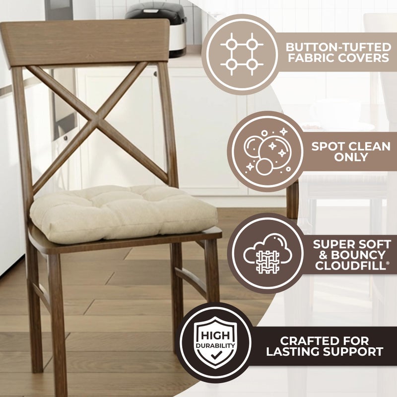 Klear Vu Gripper Overstuffed Universal Non-Slip Dining Chair Cushions for Kitchen Decor or Office Use, U-Shaped Skid-Proof Seat Pad, 17x17 Inches, 2 Count (Pack of 1), Linear Stone Tan - Image 2